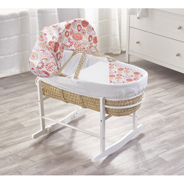 Kinder Valley Orange/White Floral Cotton Blend Moses Basket Bedding Set ...